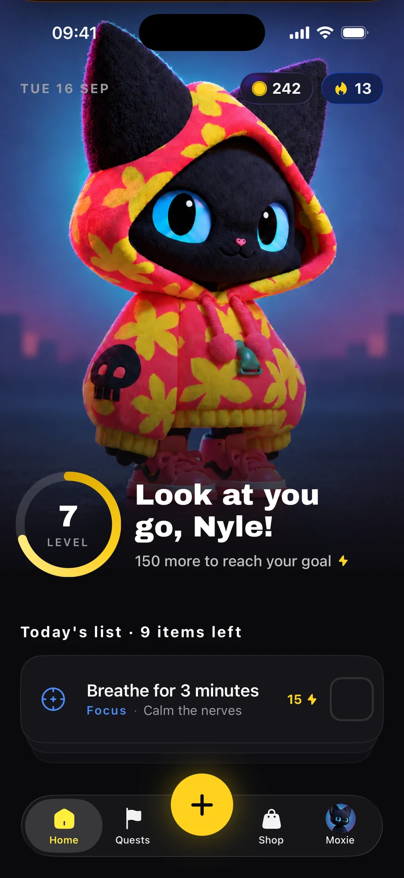 Moxie's Home screen